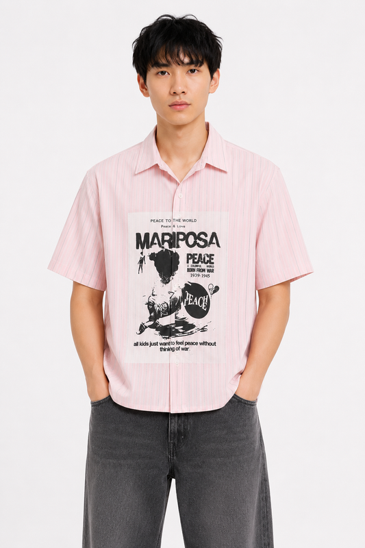 Peace & Love Boxy Fit Shirt - Pink