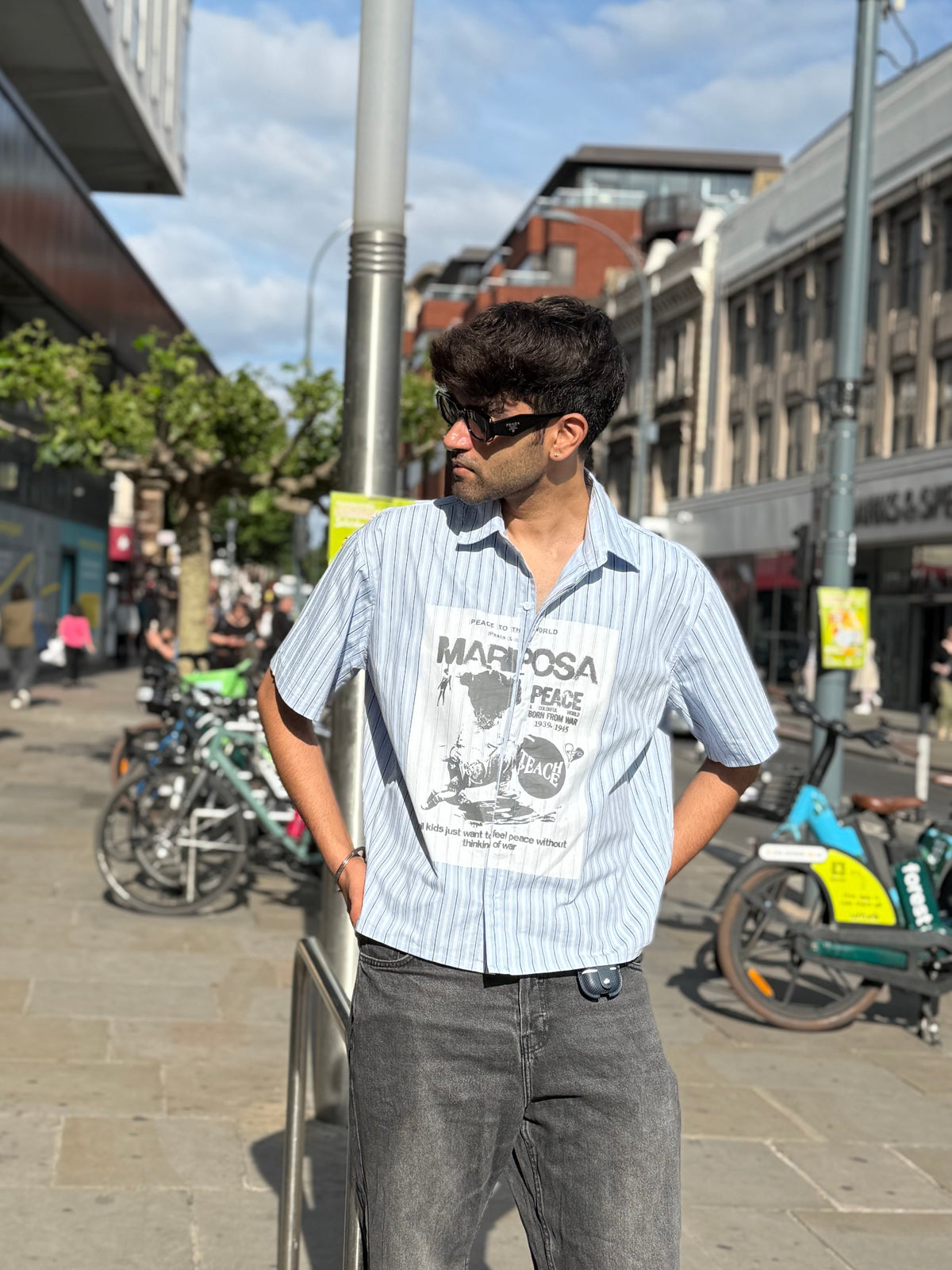 Peace & Love Boxy Fit Shirt - Blue