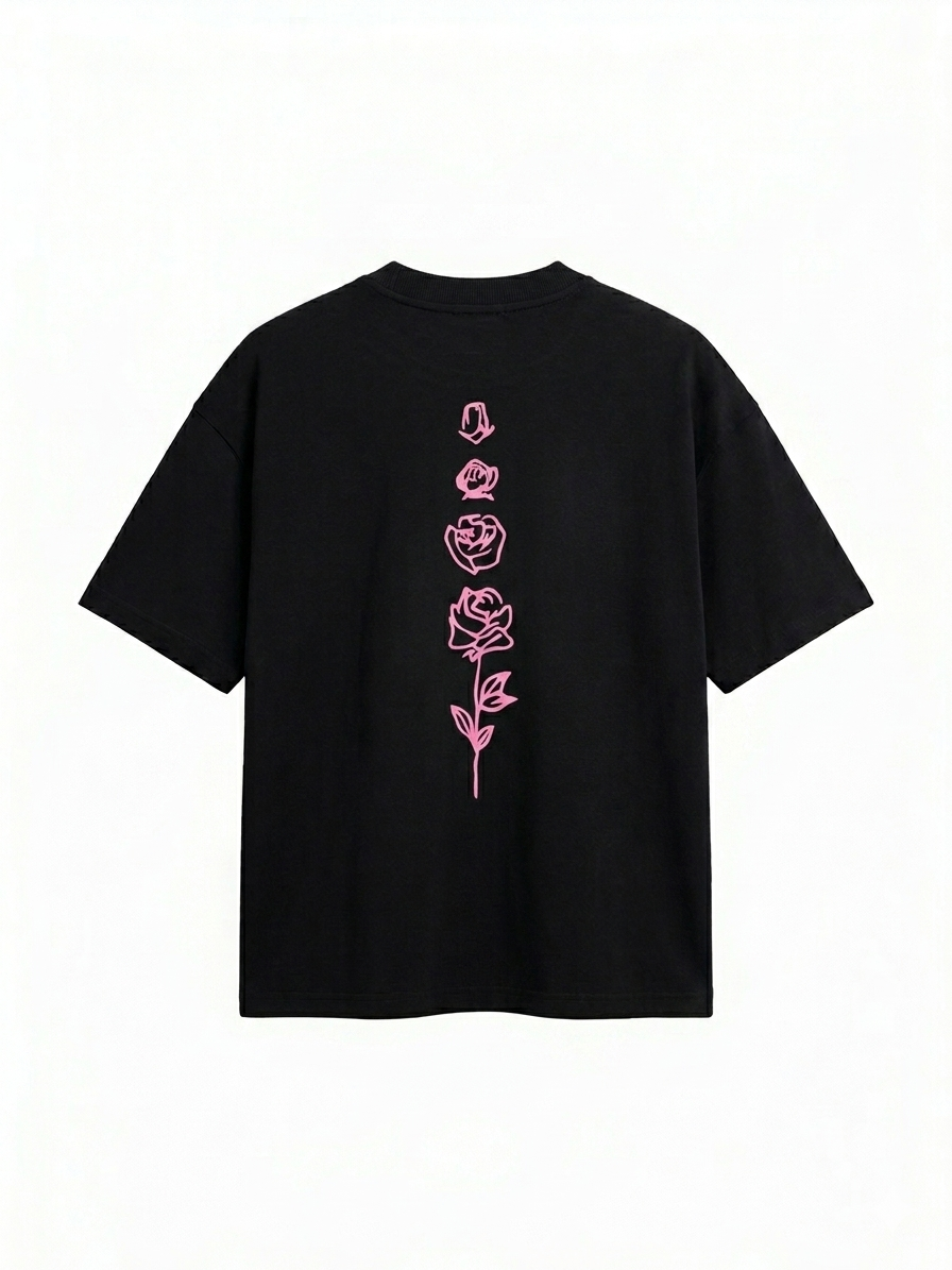 Rose Puff Print Oversized Tshirt