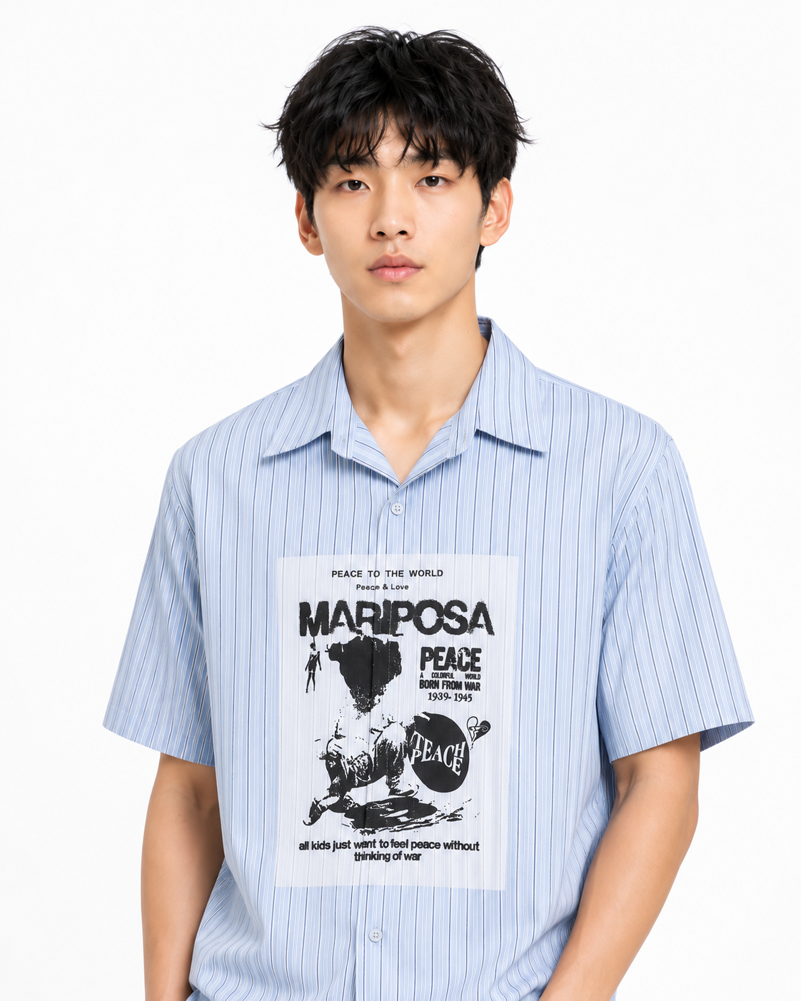 Peace & Love Boxy Fit Shirt - Blue