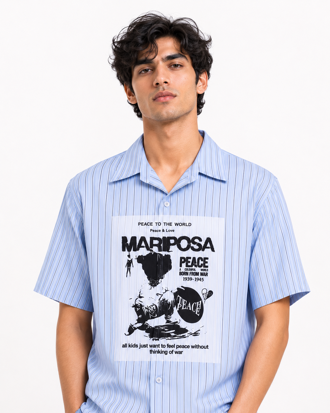 Peace & Love Boxy Fit Shirt - Blue