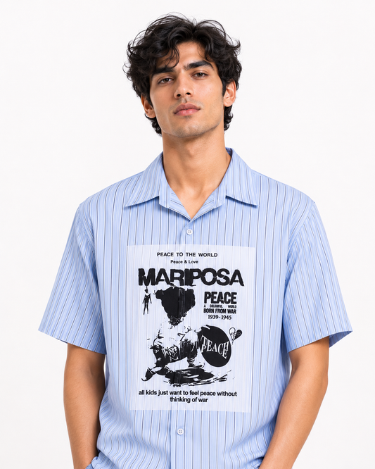 Peace & Love Boxy Fit Shirt - Blue