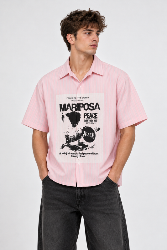 Peace & Love Boxy Fit Shirt - Pink