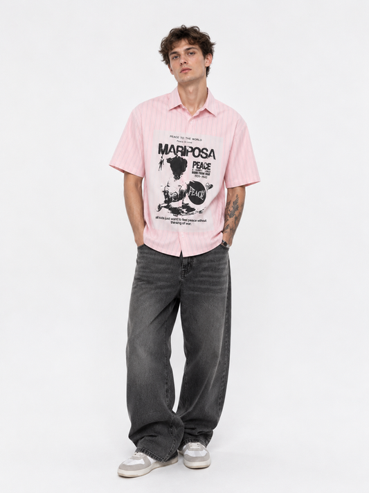 Peace & Love Boxy Fit Shirt - Pink